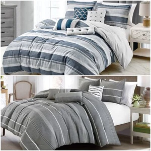 Chezmoi Collection 7-Piece Bedding Yarn Dyed Striped Jacquard Comforter Set - Picture 1 of 5