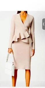 Chaqueta Scanlan Theodore Punto Crepé Peplum Rosa Visón XS - Imagen 1 de 5