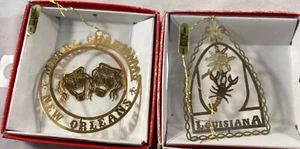 Nation’s Treasures Genuine 24K Gold Finish Brass Christmas Ornament LOUISIANA 2 - Picture 1 of 3