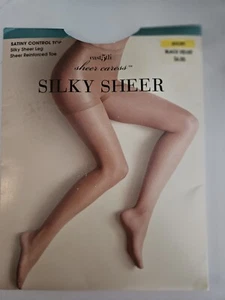 East 5th Satiny Control Top Sheer Leg Reinforced Short Black Velvet Pantyhose - Picture 1 of 9
