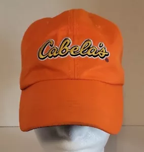 Cabela's Orange Adjustable Ballcap One-Size (hook & loop) Pre-owned Hat Logo - Picture 1 of 9
