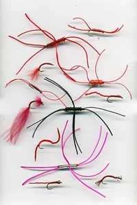Trout Flies: Bloodworm Collection x 12 Todas las tallas 12 (código 088) - Imagen 1 de 3