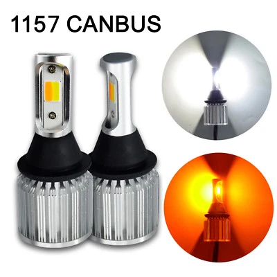 2x CANBUS 1157 Switchback LED Bulb Extremely Bright DRL 30W COB Dual Amber White - Image 1 of 4