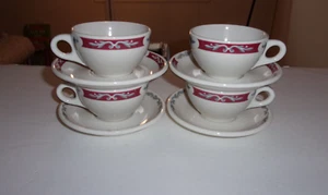 Set of 4 Syracuse China Restaurant Ware "EMBASSY"  Cups & Saucrs - Picture 1 of 9