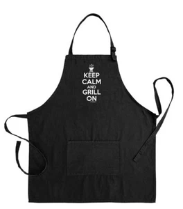 Cooking Gifts For Women Keep Calm And Grill On Two Pocket Adjustable Bib Apro... - Picture 1 of 7