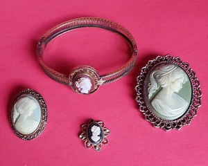Vintage Dame Kamee Ansteck Brosche Anstecknadeln 4 Stück - Bild 1 von 19