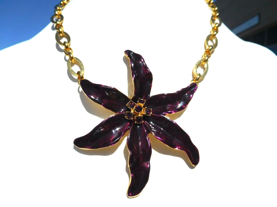 Collar Kenneth J Lane KJL Flor Púrpura Tono Dorado 16.5 - 20.5" N2 Foto 1 de 3