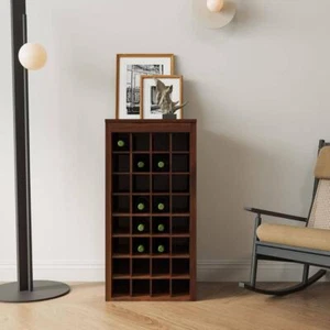 EPOWP Wine Rack 15.95"x17.8"x35.43" 32-Bottle Walnut Brown MDF Freestanding - Picture 1 of 2