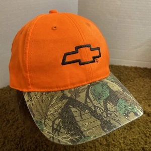 Wisconsin Chevy Dealers Cap Chevrolet Camo Orange Hat Bowtie Hunting Blaze EUC - Picture 1 of 9