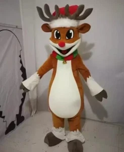 Christmas Deer Cartoon Mascot Costume Elk Doll Adult Fancy Cosplay Party Dress - Picture 1 of 3
