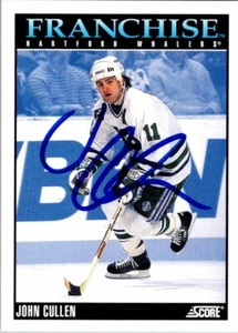 John Cullen Hartford Whalers Hand Signed 1992-93 Score Hockey Card #425 NM-MT - Picture 1 of 2