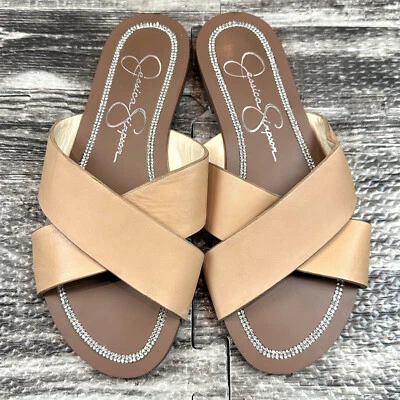Jessica Simpson Women's Sandals Size 5 M Elaney Tan Brown Flat Casual Slides - Image 1 of 4