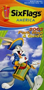 Guía de parque de atracciones y folleto de mapa Six Flags America 2002 - Imagen 1 de 2