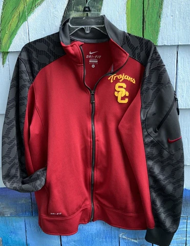 Nike Dri Fit USC TROJANS Track Light Jacket Full Zip Media Pocket Men’s Medium Cover