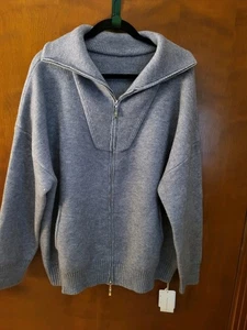 Commense Pullover mit Reißverschluss Herren Größe Large grau neu mit Etikett Taschen  - Bild 1 von 7