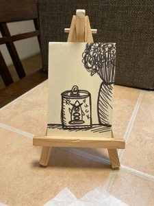 ACEO Original Art Painting Miniature card OOAK Mini ATC Abstract Halloween #120 - Picture 1 of 1