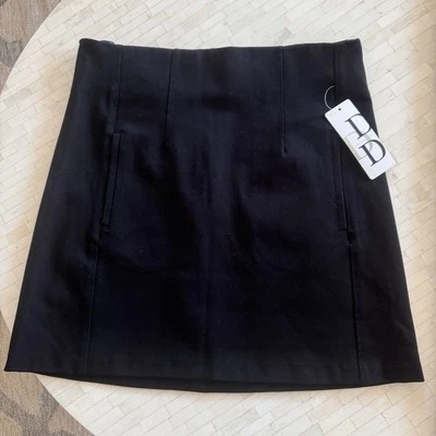 Vintage 90s Y2k Dahlia Collection Black Sexy Mini Skirt Size 4 Stretchy NWT - Image 1 of 4