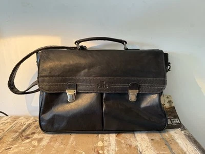 Rowallan of Scotland Black Leather Messenger Satchel Laptop Bag New - Image 1 of 4