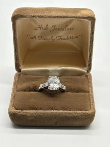 14K Solid White Gold W/ 5ct CZ Cubic Zirconia Engagement Ring Sz 6 Oval 7.1g - Picture 1 of 12