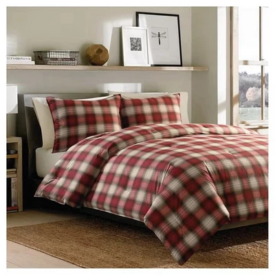 Eddie Bauer Home Navigation Red Plaid Twin Reversible Comforter Mini Set - Image 1 of 4