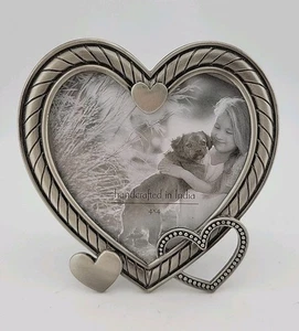 HERZFÖRMIGER BILDERRAHMEN mit 4 Herzen Metall 5" x 5" Liebe Romantik Wohndeko  - Bild 1 von 7