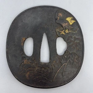Patos Mandarín Hierro Tsuba Espada Japonesa Piezas Katana Armas Samurai Antiguas - Imagen 1 de 7