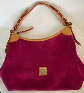 Dooney & Bourke dunkelrosa Wildleder Leder große Hobo Satchel Schultertasche Handtasche - Bild 1 von 20