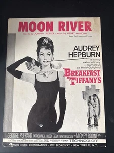Sheet Music Moon River Breakfast at Tiffany's Audrey Hepburn 1961 Vintage - Picture 1 of 3