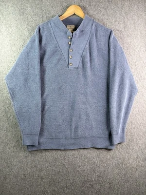 Винтажный LL Bean синий Henley рыбака вязаный коренастый свитер мужской большой - Изображение 1 из 4
