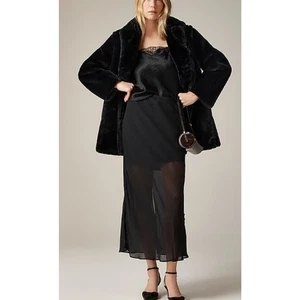 J Crew Rock S Gwyneth schwarz Chiffon gefüttert Maxi 90er Style fließend Midi NEU Neu mit Etikett - Bild 1 von 12