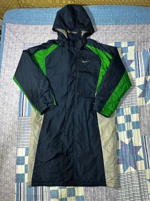 NIKE Vintage Y2K Nike Hooded Long Jacket Bench Coat - Image 1 of 4
