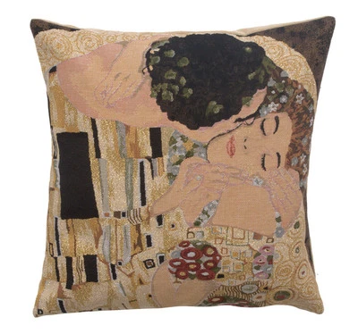 Klimts Le Baiser European Cushion Cover Belgian Throw Home Decor Pillow 18x18 in - Image 1 of 4