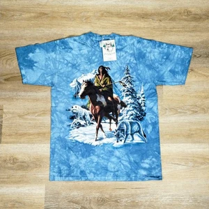 Back To Earth Wolf Horse Nature Shirt M Hand Dyed Tie Dye Native Western USA Y2K - Picture 1 of 6