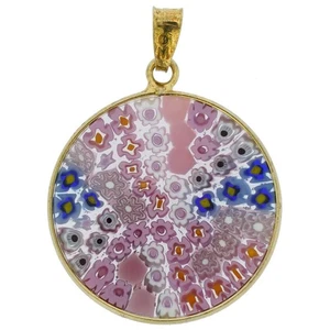 Glass OfVenice Murano Glas Millefiori Anhänger in vergoldetem Rahmen 7/8" - Bild 1 von 4