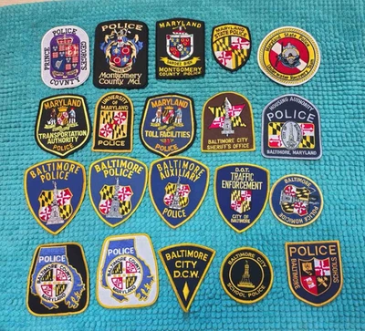 НАШИВКА ПОЛИЦЕЙСКОГО ШЕРИФА БАЛТИМОР МЭРИЛЕНД MD - ЛОТ КОЛЛЕКЦИЯ 20 НАШИВОК - Изображение 1 из 2