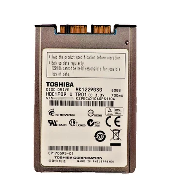 Toshiba MK1229GSG 80GB HDD1F09 5400RPM 1.8" Hard Drive HDD IBM 300x DELL XT1 - Image 1 of 4