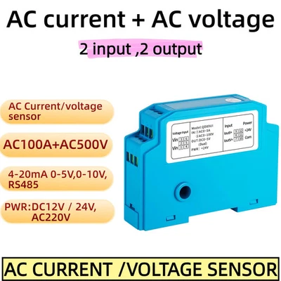 AC Current Voltage Sensor Hall Transmitter 5A 10A 50A 50V 100V 4-20mA 0-10V RS48 - Image 1 of 4