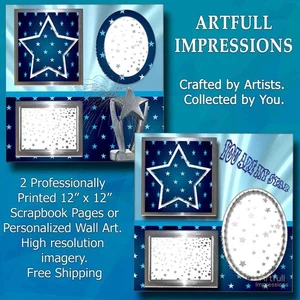 Sports – “YOU ARE MY STAR” – Personalized Wall Art or Scrapbook Page Set - Picture 1 of 10