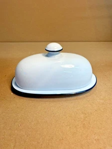 Dansk Bistro Christianshavn Blue Stripe 1/4 lb Covered Butter Dish Portugal EC - Picture 1 of 9
