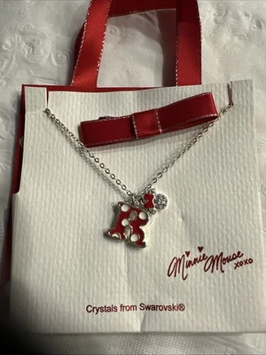 3879 Disney Minnie Inicial Colgante "R" Swarovski Cristal Collar Nuevo, Antiguo Stock Foto 1 de 4