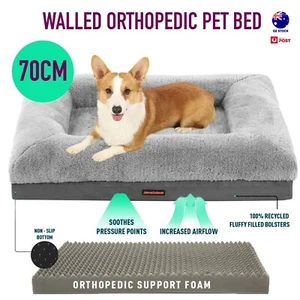70cm Walled Orthopedic Foam Bed Pet Dog Memory Mattress Washable Non Slip Puppy - Picture 1 of 6