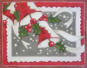 Needlepoint Handpainted Christmas Raymond Crawford Red Bells 7x9 - Picture 1 of 4