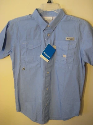 NWT- Columbia PFG Bonehead Youth XL (18/20) Blue S/S Back Vented Shirt- MSRP $30 - Image 1 of 4