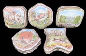 National Trust Porcelain De Paris Complete Collection of 5 Trinket Boxes Limited - Picture 1 of 8