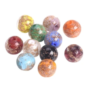 10pcs 8mm 10mm 12mm Round Foil Opaque Handmade Lampwork Glass Loose Beads DIY - Picture 1 of 18