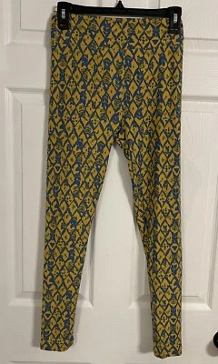 Lularoe One Size Women’s Leggings Yellow And Blue With Arrow Design  - Image 1 of 4