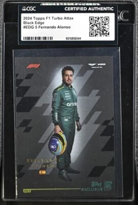 2024 Topps Turbo Attax Formula 1 F1 LE Black Edge Fernando Alonso CGC Authentic - Image 1 of 2
