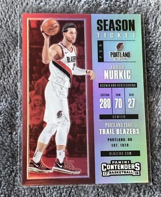 2017 Panini Contenders Season Ticket Premium Edition Silver Prizm Jusuf Nurkic - Image 1 of 2