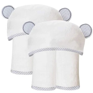 Asciugamani da bagno con cappuccio Sweet Dolphin bambino bianco bambù resistente 35x35 pollici confezione da 2 - Foto 1 di 4