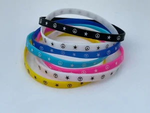 Bracelet Lot of 6 Wrist Band Plastic Rubber Stretched Silicon Fashion Multi Colo - Picture 1 of 6